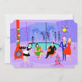 Invitaciones de Fiesta a Navidades tropicales retr