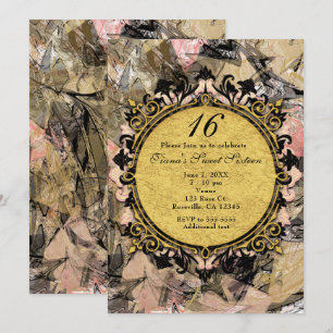 Invitaciones de fiesta abstractas con remolino ros