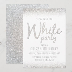 Invitaciones de fiesta blancas y brillantes