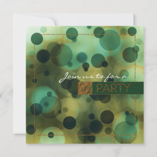 Invitaciones de fiesta Bokeh Glam verde y dorado