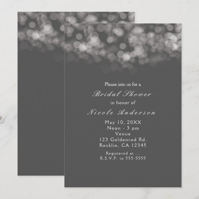 Invitaciones de fiesta chic de luces minimalistas  (Anverso / Reverso)