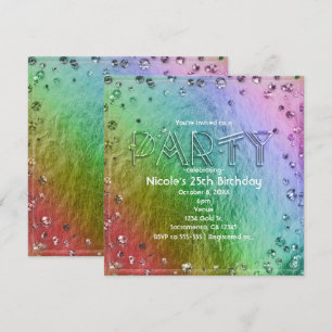 Invitaciones de fiesta con brillo de lámina falsa 