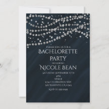 Invitaciones de fiesta con brillo y glamour azul y