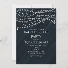 Invitaciones de fiesta con brillo y glamour azul y