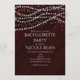 Invitaciones de fiesta con brillo y glamour de roj