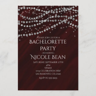Invitaciones de fiesta con brillo y glamour de roj