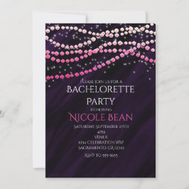 Invitaciones de fiesta con brillo y glamour morado