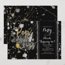 Invitaciones de fiesta con burbujas de champán POP