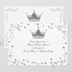 Invitaciones de fiesta con corona real plateada y 