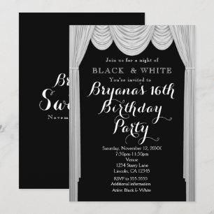 Invitaciones de fiesta con cortinas elegantes en n