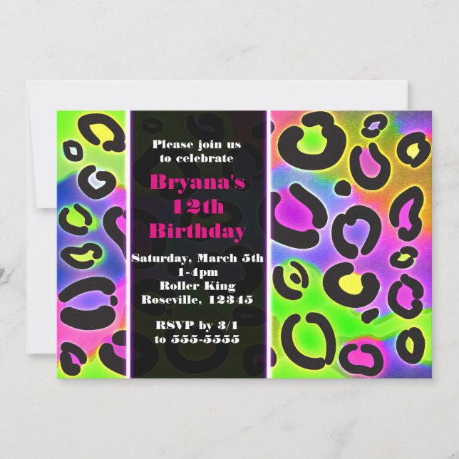 Invitaciones de fiesta con estampado de leopardo g (Anverso)