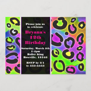 Invitaciones de fiesta con estampado de leopardo y
