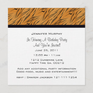 Invitaciones de fiesta con estampado de tigre