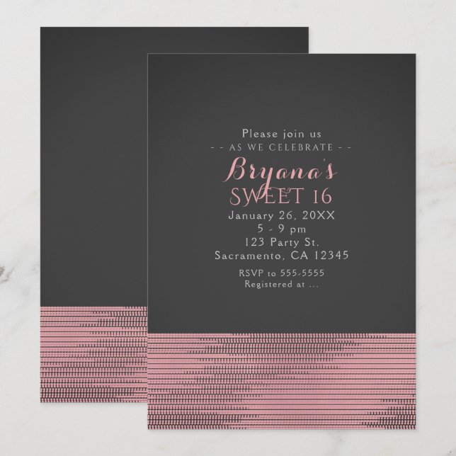 Invitaciones de fiesta con lentejuelas modernas gl (Anverso / Reverso)