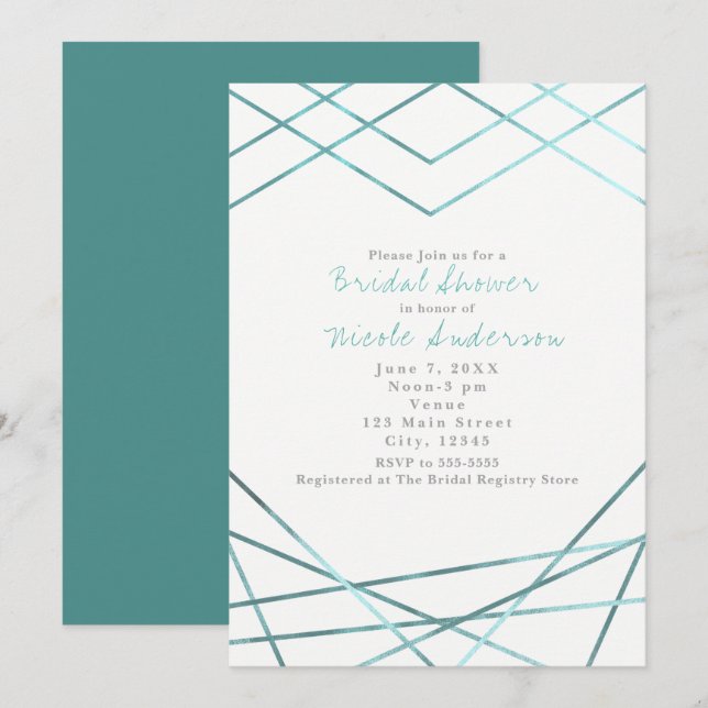 Invitaciones de fiesta con líneas geométricas mode (Anverso / Reverso)