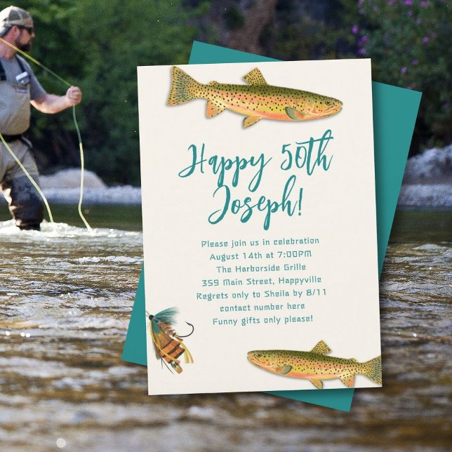Invitaciones de fiesta con tema de pesca de trucha (Subido por el creador)