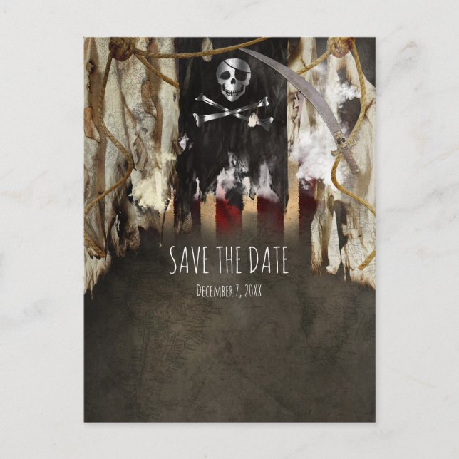 Invitaciones de fiesta con tema de pirata, guarde  (Anverso)