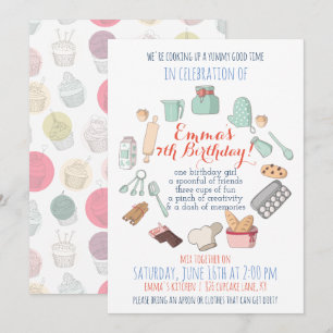 Invitaciones de fiesta con tema de repostería