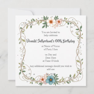 Invitaciones de fiesta con un borde florido.