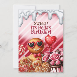 Invitaciones de Fiesta Corazón de Dulces de Candy 