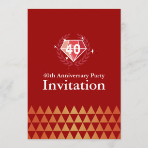 Invitaciones de fiesta de aniversario 40 de lujo R