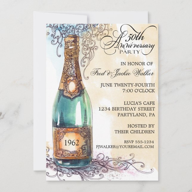 Invitaciones de fiesta de aniversario de bodas de  (Anverso)