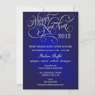 Invitaciones de fiesta de Año Nuevo - Azul de medi