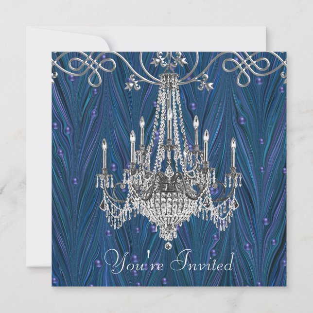 Invitaciones de fiesta de araña de azul de la Mari (Anverso)