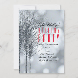 Invitaciones de fiesta de árboles con brillo plate