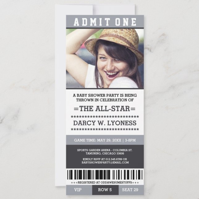 Invitaciones de fiesta de baby shower con entradas (Anverso)