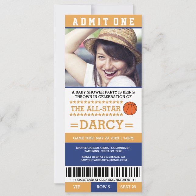Invitaciones de fiesta de baby shower de baloncest (Anverso)
