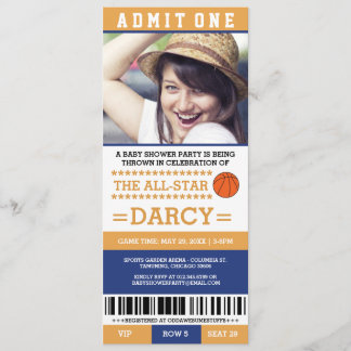 Invitaciones de fiesta de baby shower de baloncest