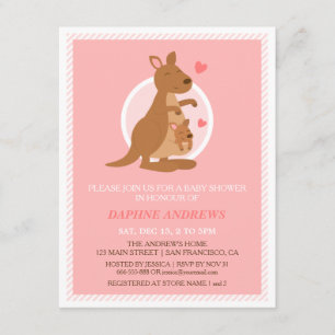 Invitaciones de fiesta de baby shower de canguro l