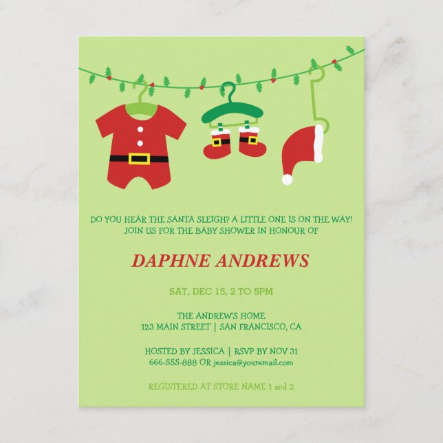 Invitaciones de fiesta de baby shower de Navidad c (Anverso)