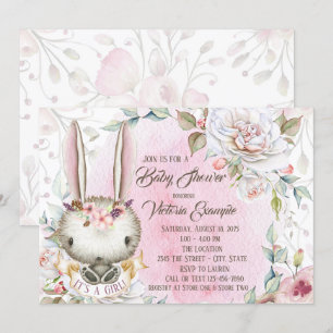 Invitaciones de fiesta de bebé de conejo Bunny cap