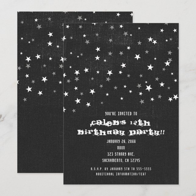 Invitaciones de fiesta de bienvenida de Denim Negr (Anverso / Reverso)