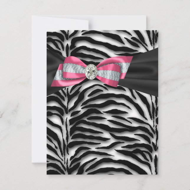 Invitaciones de fiesta de cebra rosa elegante (Anverso)