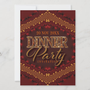 Invitaciones de fiesta de cena con brillo rústico