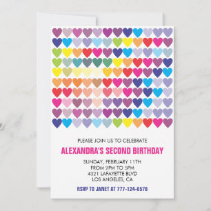 Invitaciones de fiesta de color Corazón Arcoíris M