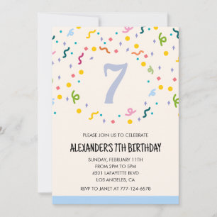 Invitaciones de fiesta de colores confeti niños pr