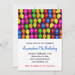 Invitaciones de fiesta de colores globos de monstr