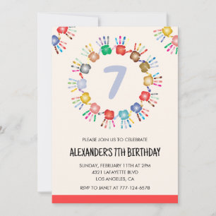 Invitaciones de fiesta de colores para niños prima