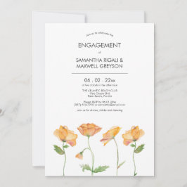 Invitaciones de fiesta de compromiso de amapolas a