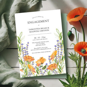 Invitaciones de fiesta de compromiso Floral Acuare