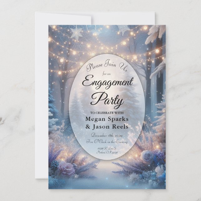 Invitaciones de fiesta de compromiso Flores de inv (Anverso)