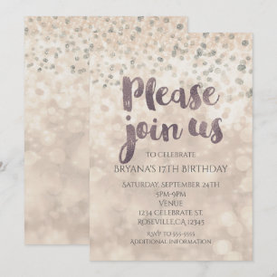 Invitaciones de fiesta de confeti Glam Sparkle par