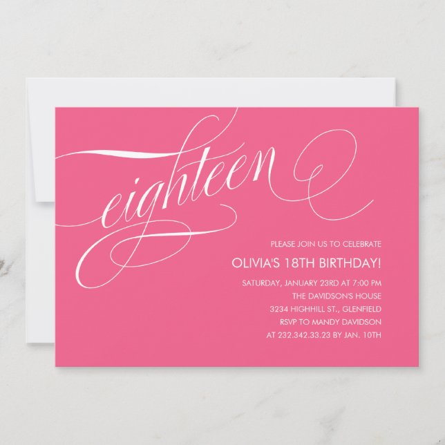 Invitaciones de fiesta de cumpleaños 18 del Hot Pi (Anverso)