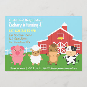 Invitaciones de fiesta de cumpleaños de animales d