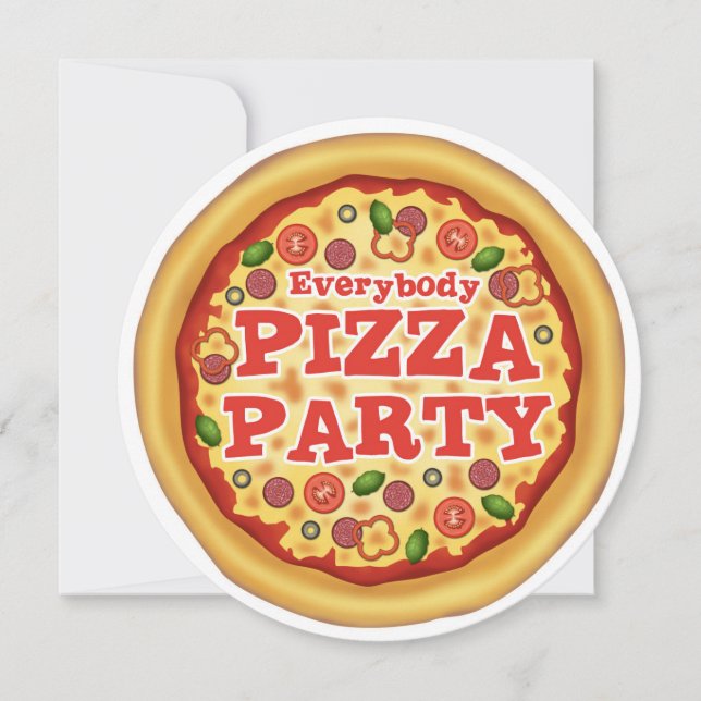 Invitaciones de fiesta de cumpleaños de pizza (Anverso)