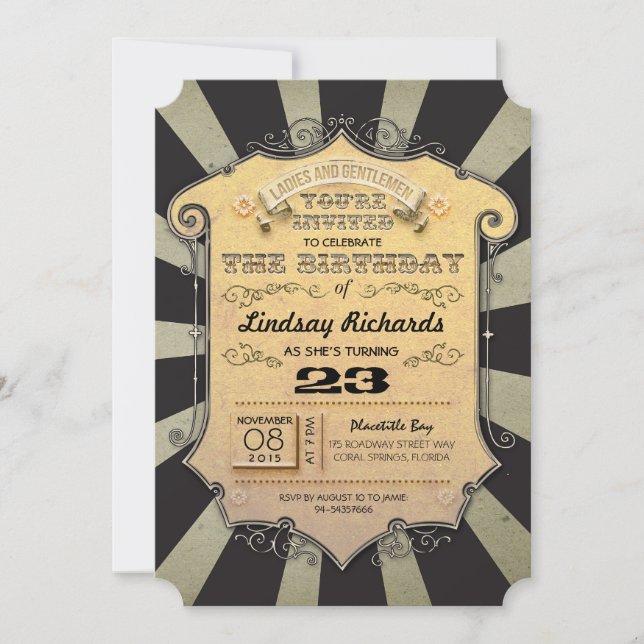 invitaciones de fiesta de cumpleaños del carnaval  (Anverso)